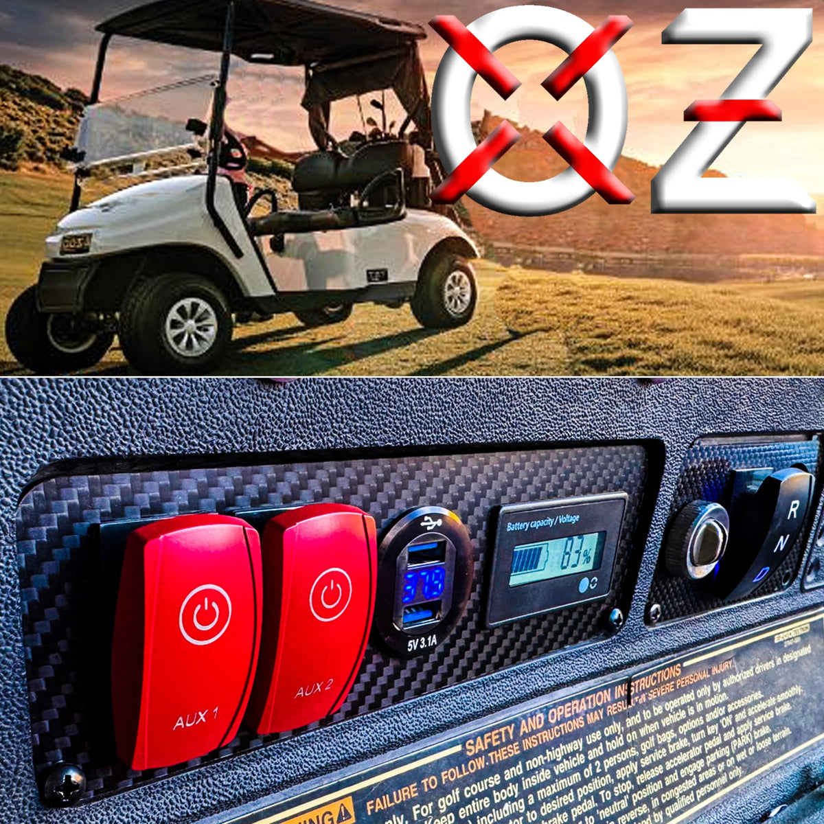 OZ-USA red LED backlit aux switches for EZGO accessories