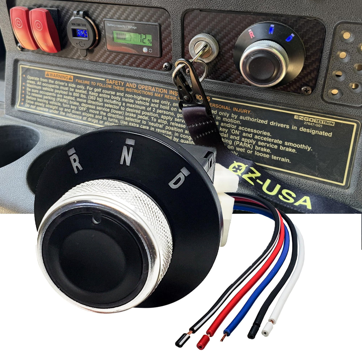 OZ-USA rotary gear selector with blue LED backlight improves night operation