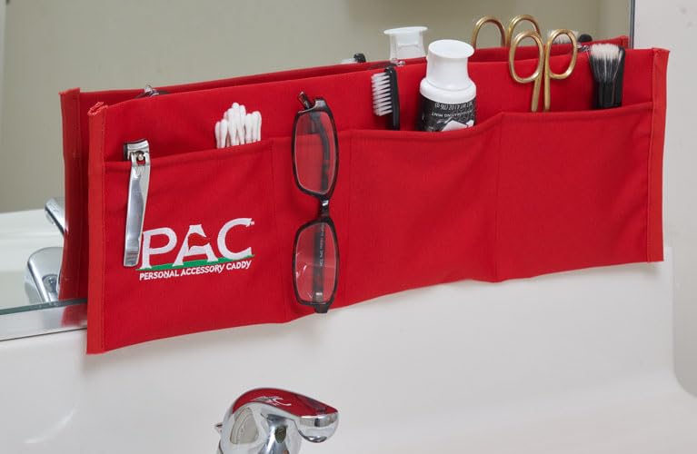 PAC Personal Accessory Caddy windshield-mounted on a golf cart prevents dropped items during play.
