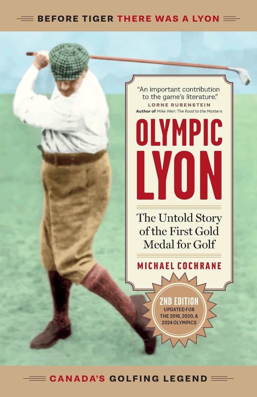 Page Two Press Olympic Lyon cover art highlighting Canada's golf legend, ideal for history buffs and golf fans.