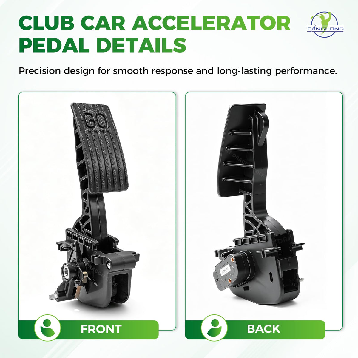 Panglong 2nd Gen pedal installed on a Club Car Precedent with a seamless fit.