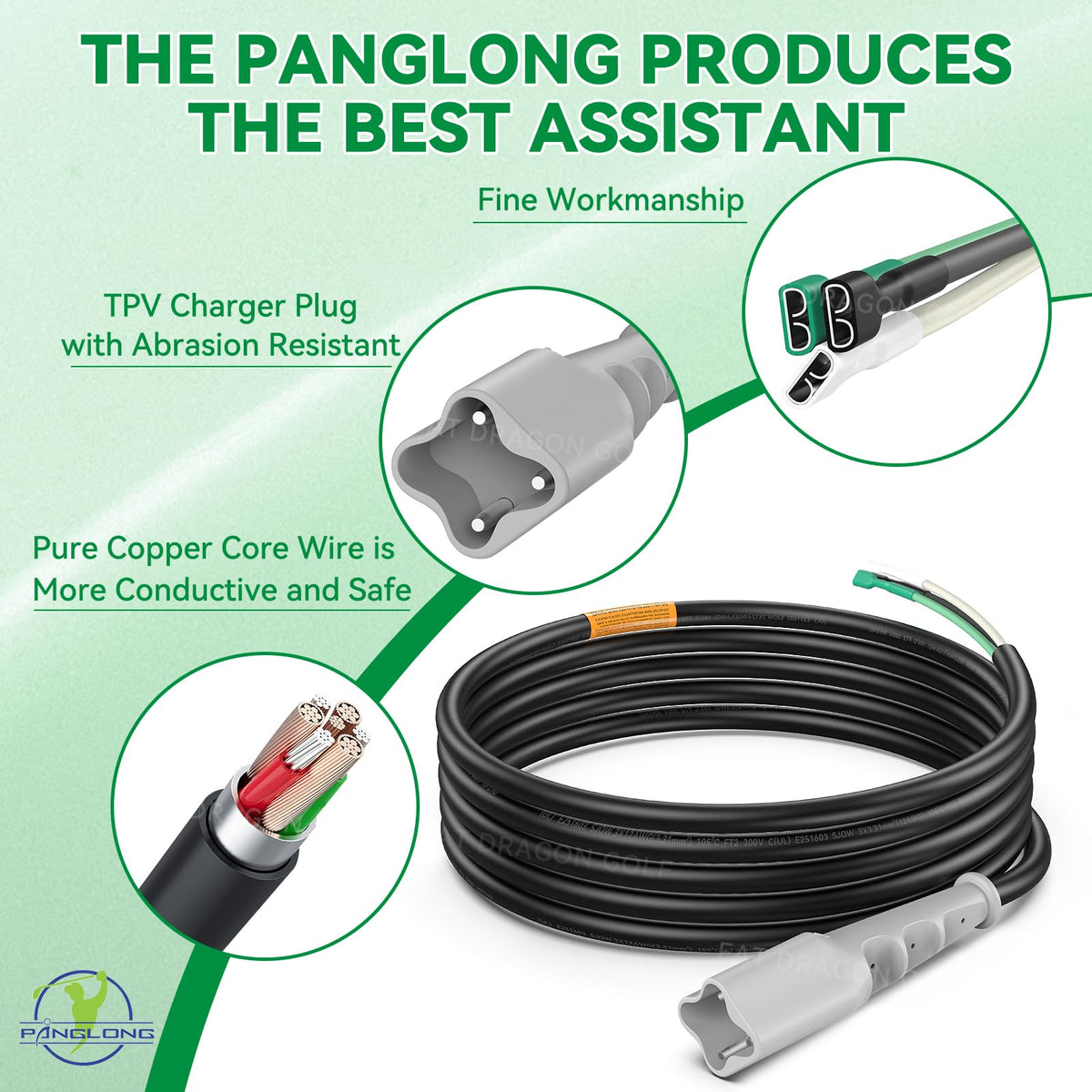 Panglong 3-pin plug cable assembly improves contact and reliable power transfer.