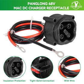 Panglong 48V MAC DC charger receptacle with harness included simplifies installation.