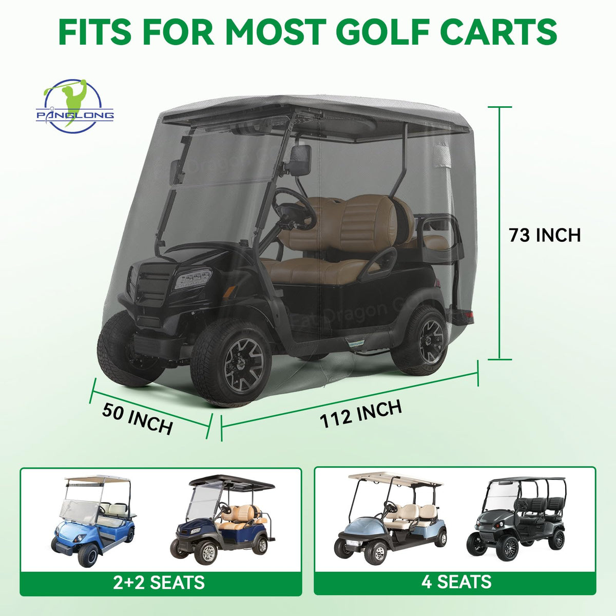 Panglong 620D cover demonstrates fit for 2/4-seat carts