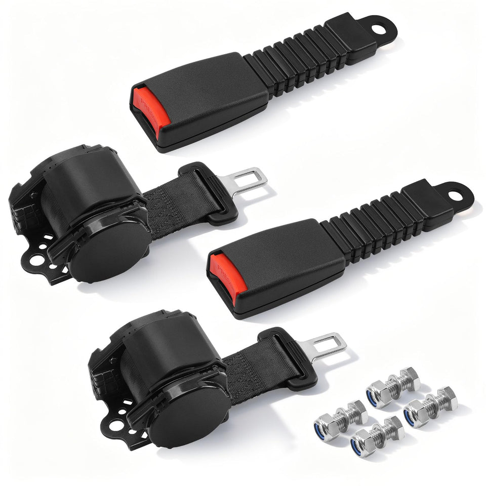 Panglong 78-Inch seat belts package content with two belts and screws for replacement
