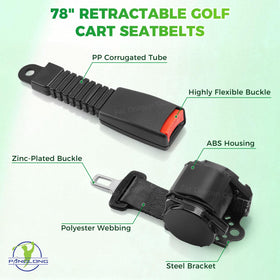 Panglong universal-fit seat belts compatible with Yamaha, Club Car, EZGO carts