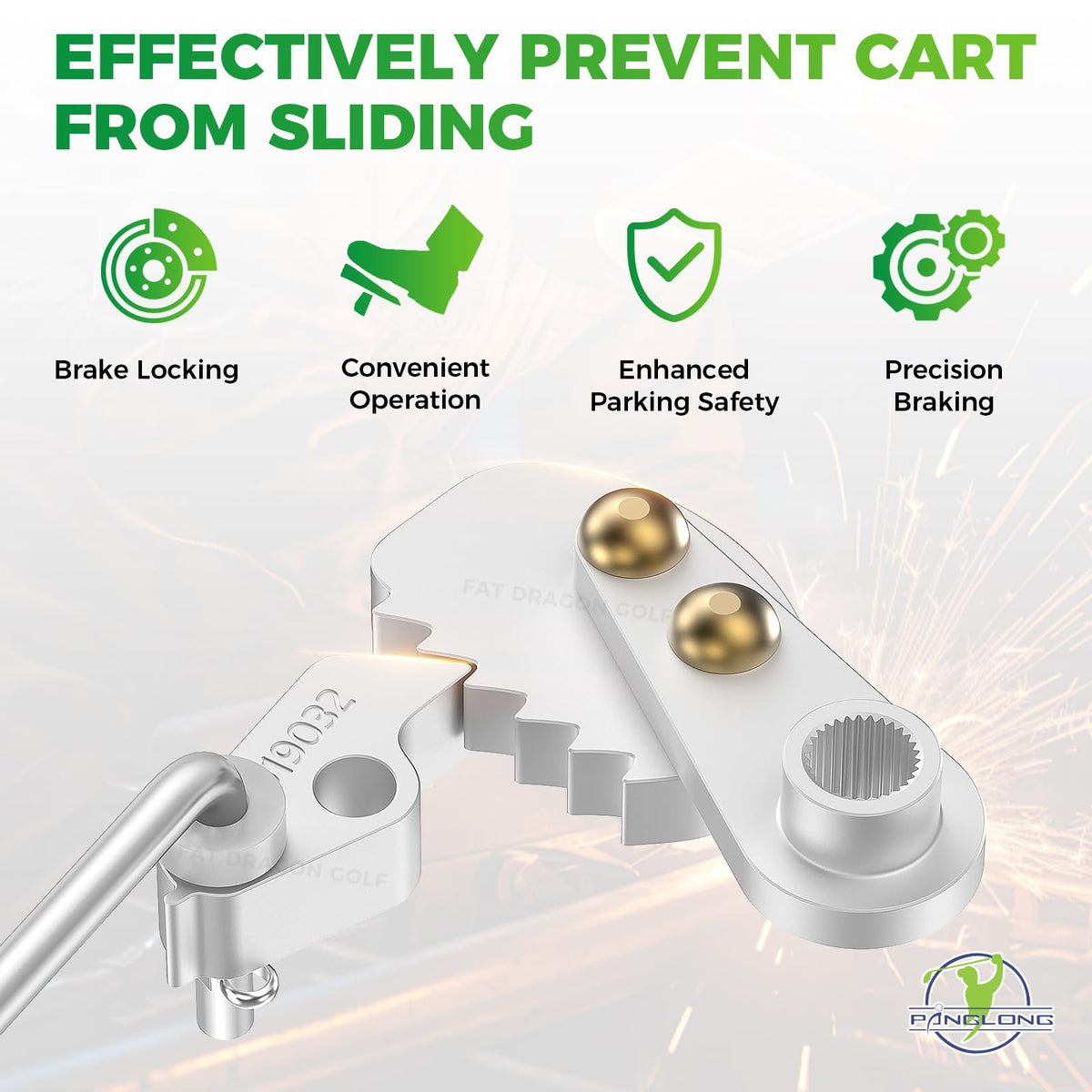 Panglong aluminum park brake latch for Club Car DS, reliable replacement.