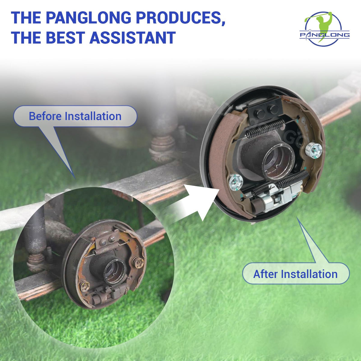 Panglong brake shoes retainers kit detail aids correct assembly.