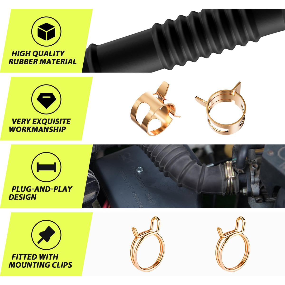 Panglong clamps for crankcase vent tube simplify installation.