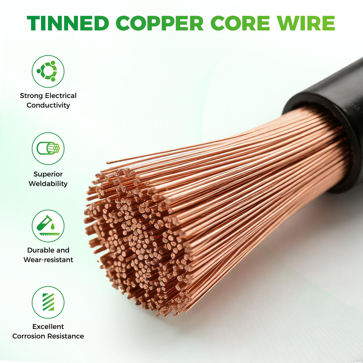 Panglong Club Car cables, 18.9-inch length, flexible routing for Precedent models.