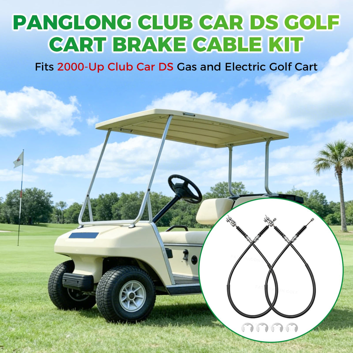 Includes driver and passenger cables for full Club Car DS brake system replacement