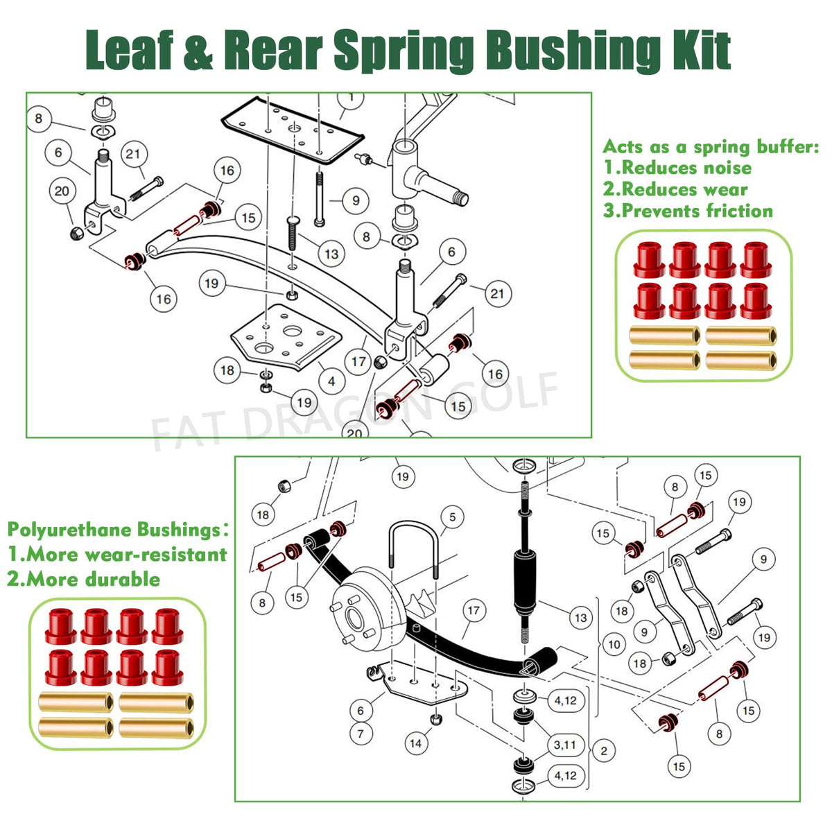 Panglong Club Car DS rear spring sleeves protecting metal parts