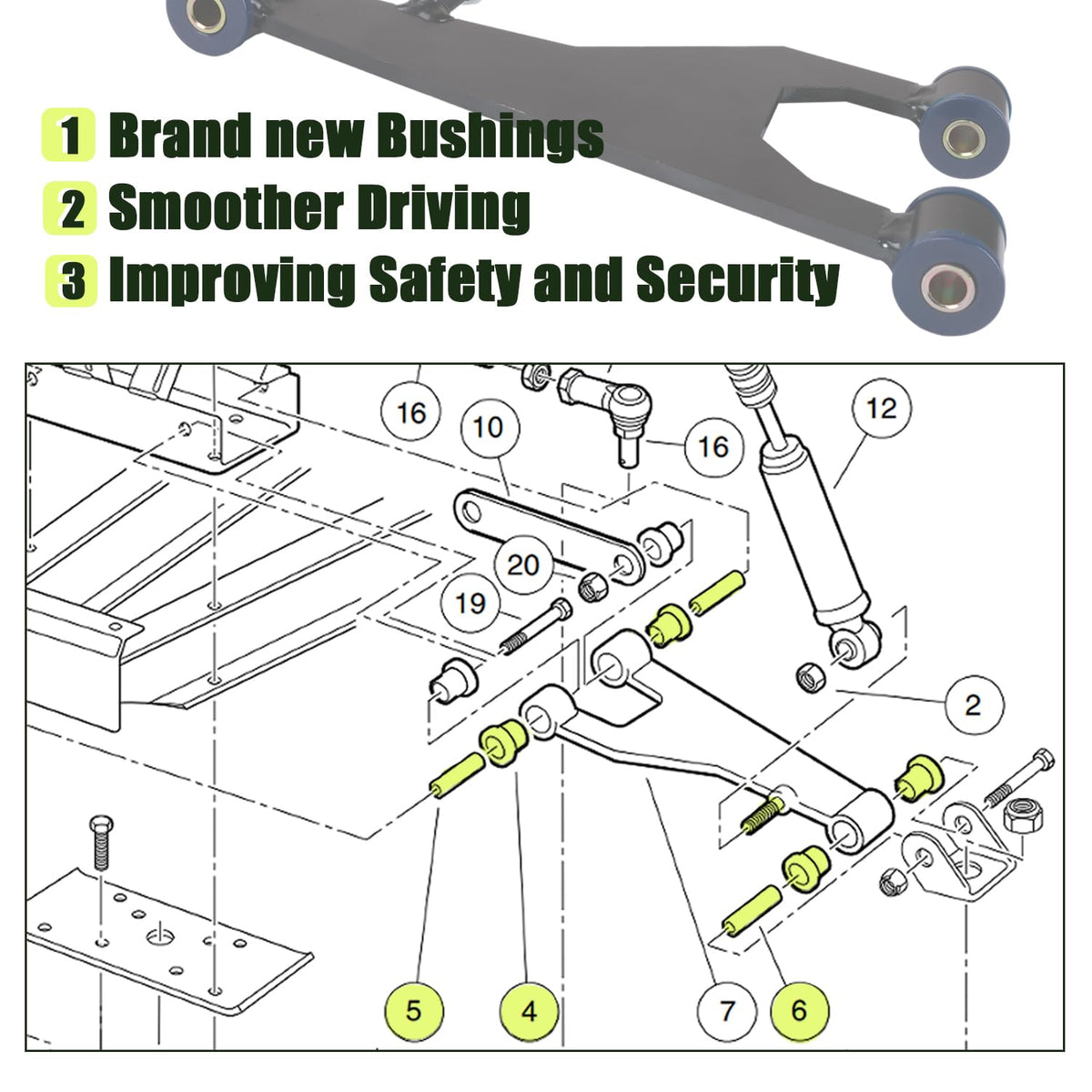 Panglong front suspension parts for 1992-up Club Car DS deliver smoother rides.