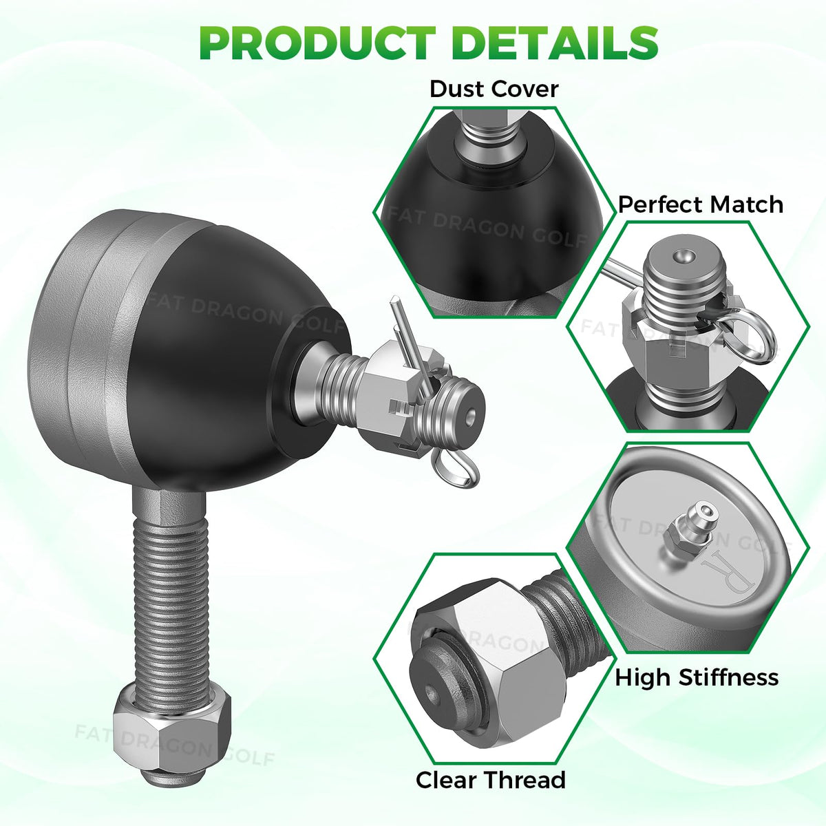 Panglong Club Car DS left thread tie rod end with 7540 for durability