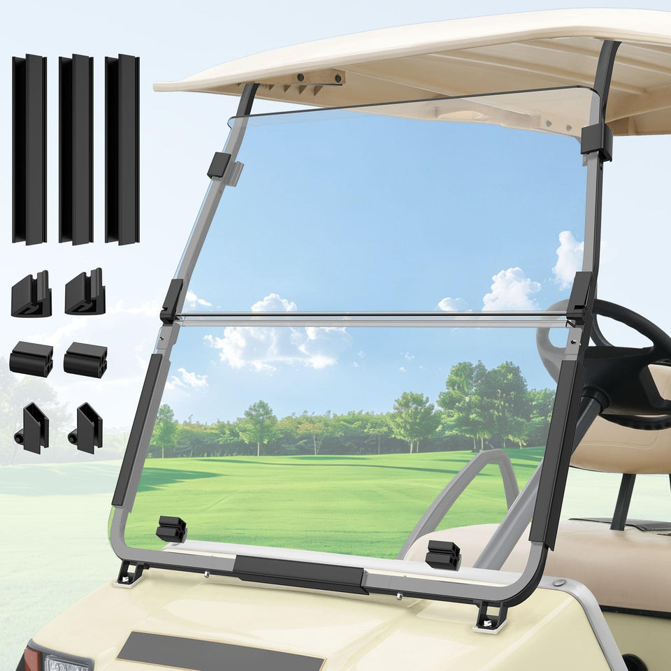 Panglong Club Car DS windshield in foldable clear view for all-weather driving