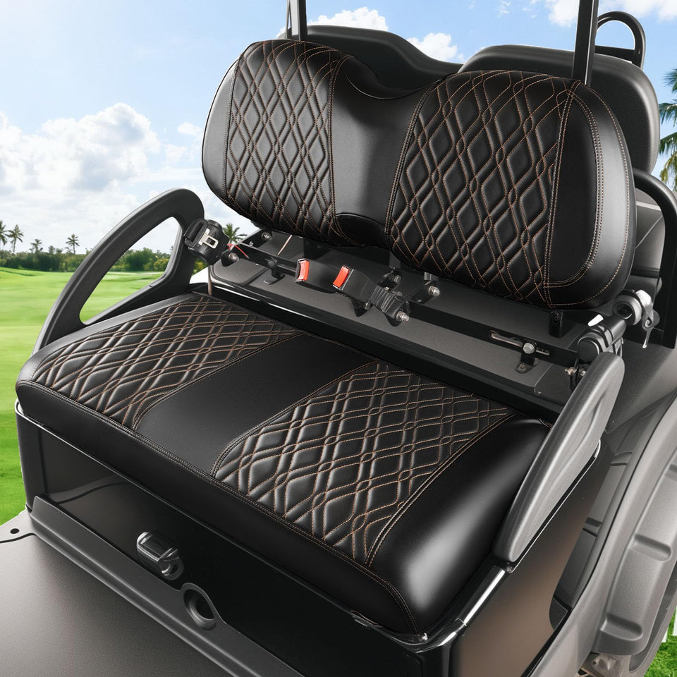 Panglong Club Car Precedent diamond cross pattern on black PVC leather improves style and durability