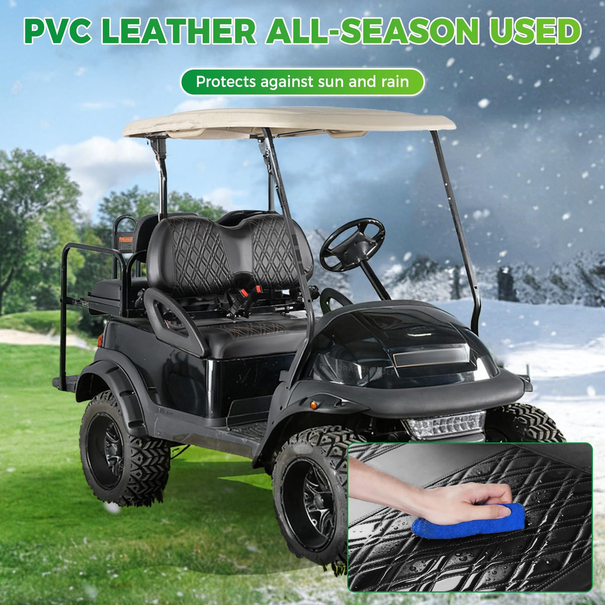 Panglong Front seat covers pattern options including diamond cross and brown stitching