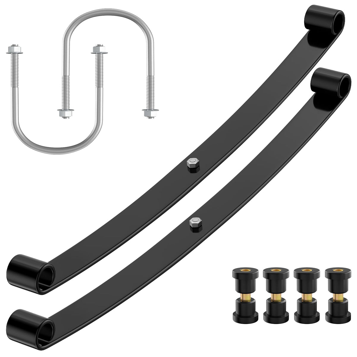 Panglong Club Car rear leaf spring kit contents with springs and bushings for installation