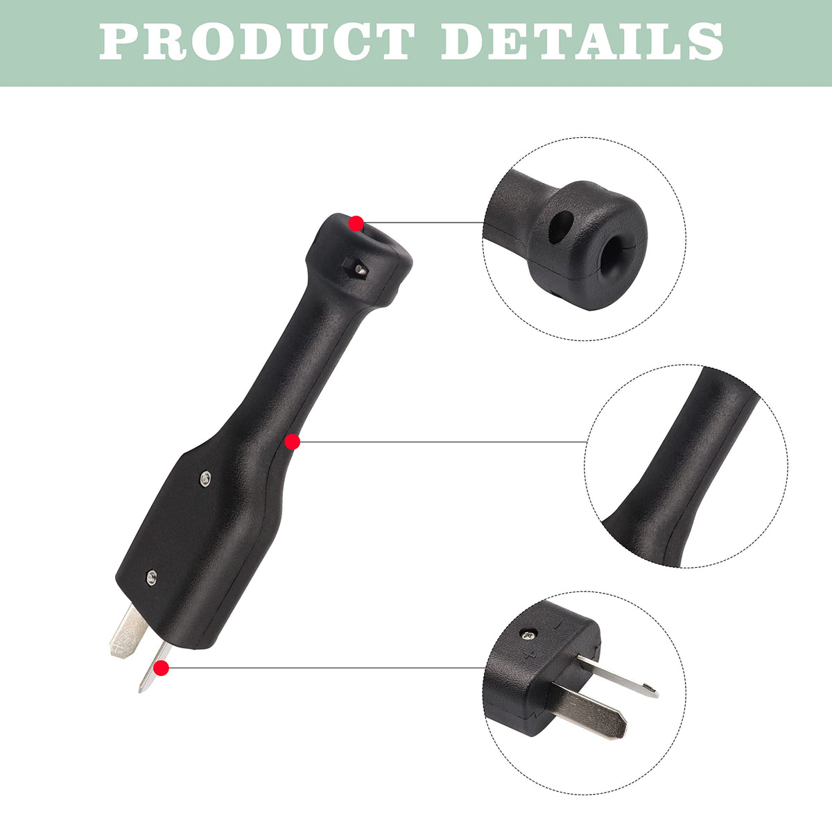Panglong crow-foot 2-prong charger plug side view highlighting durable nylon housing.
