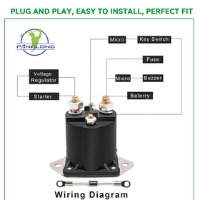 Panglong direct-fit 12V solenoid relay for easy plug-and-play installation.