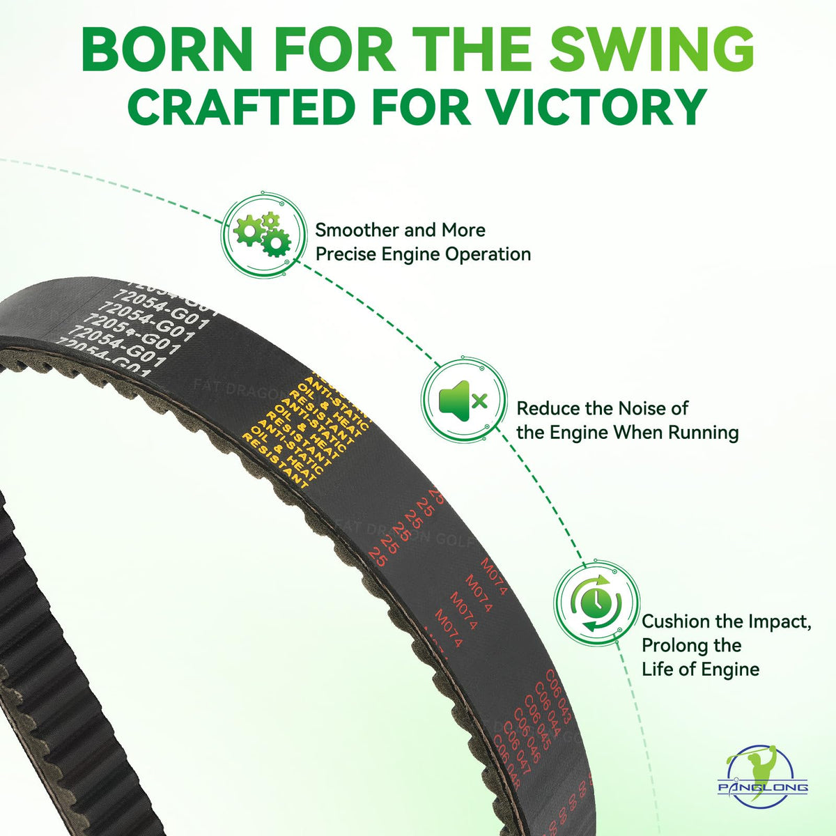 Panglong EZGO drive belt on clutch showing smooth engagement.