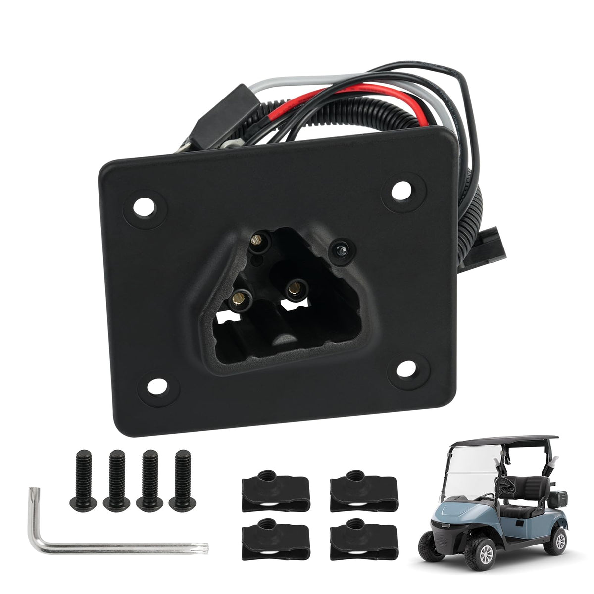 Panglong EZGO RXV 48V charger receptacle front view improves charging reliability.