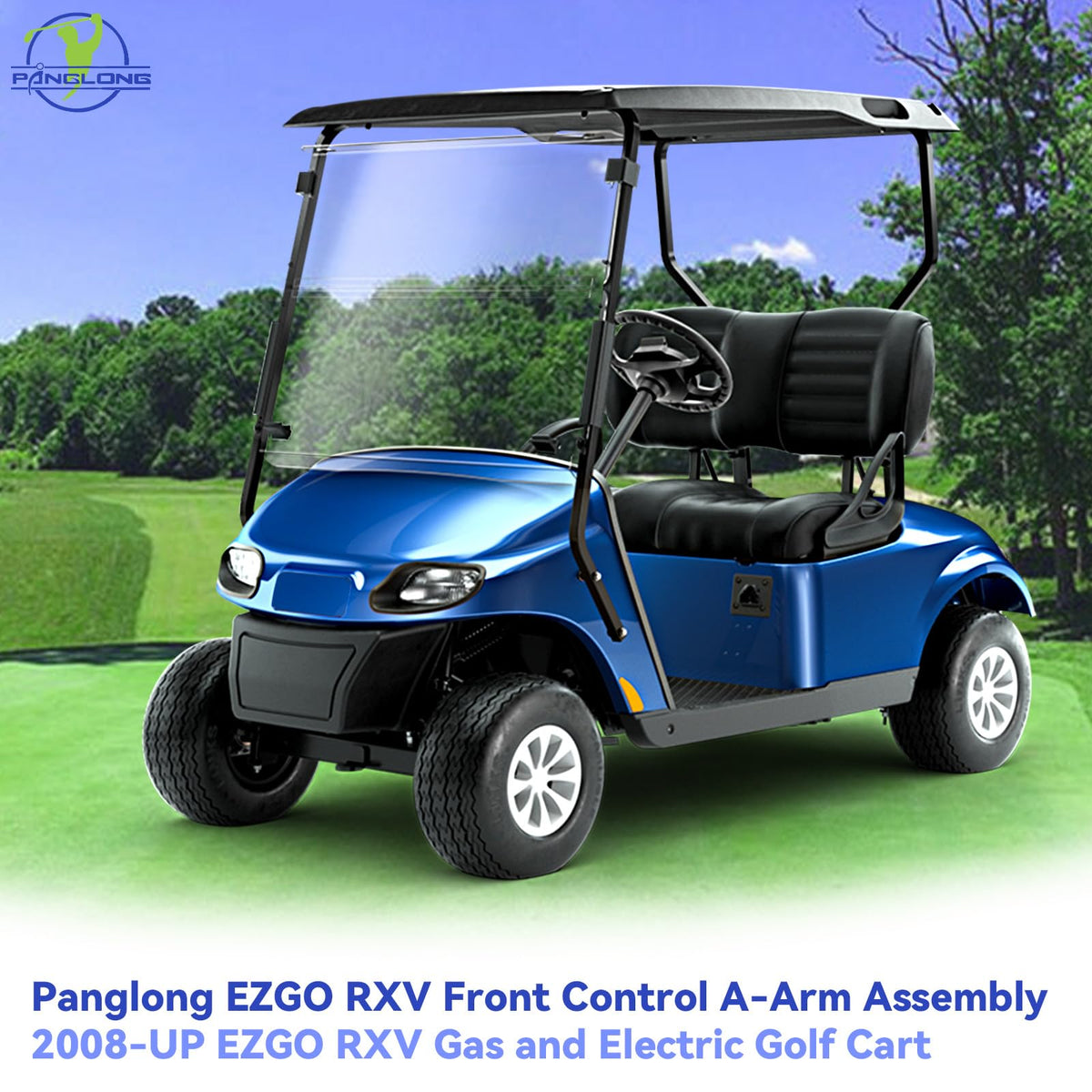 Panglong EZGO RXV front arm assembly, left-side view, supports balanced handling