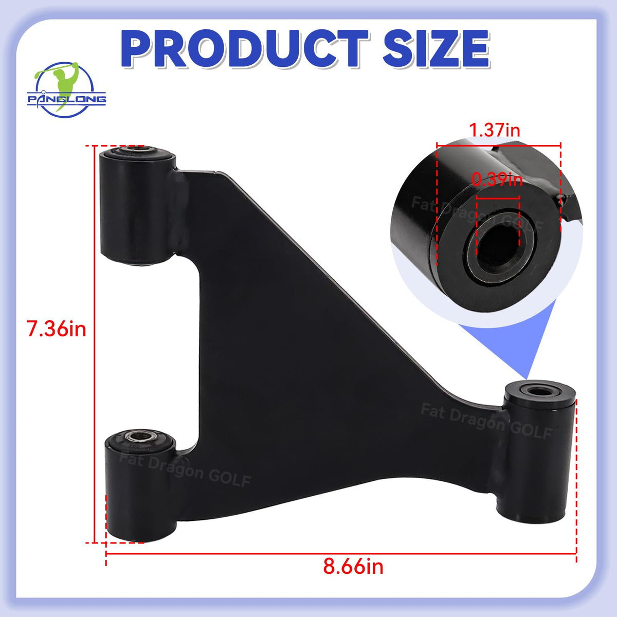 Panglong EZGO RXV front arm assembly, package view, ready-to-install with sleeves
