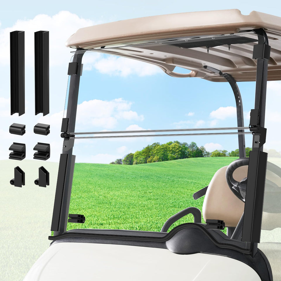 Panglong EZGO RXV windshield front view with clear visibility and wind protection.