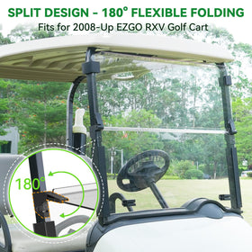 EZGO RXV windshield kit with upper/lower panels and clips by Panglong.