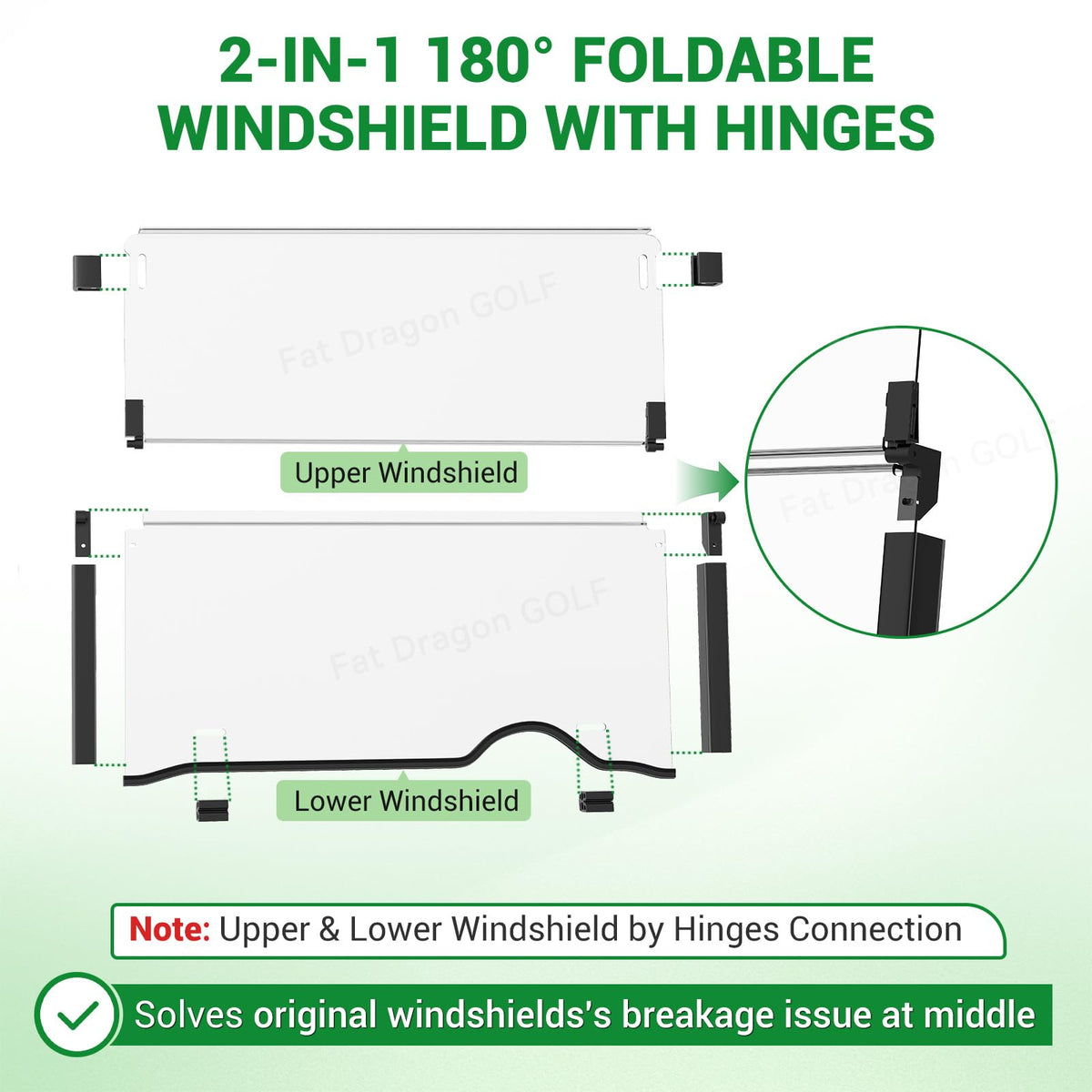 Durable polycarbonate Panglong EZGO RXV windshield for strength and resilience.