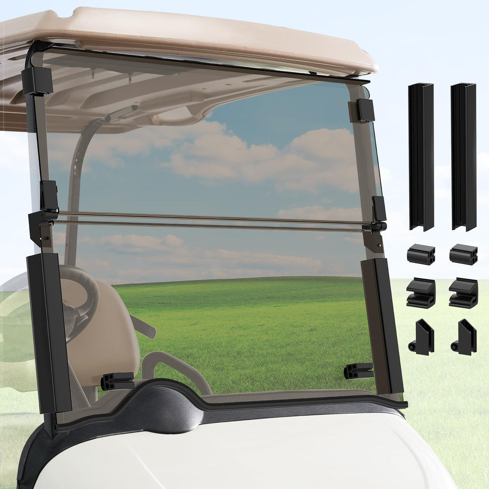 Panglong EZGO RXV tinted windshield upper view enhances visibility with UV protection