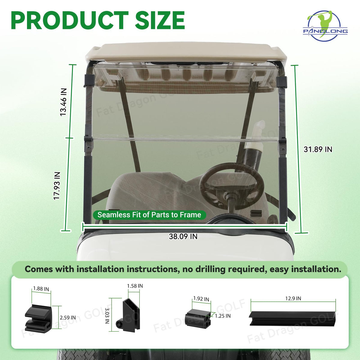 Panglong EZGO RXV windshield UV protection helps reduce glare during sunny trips