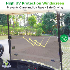 Panglong EZGO TXT tinted windshield lower view blocks wind and debris
