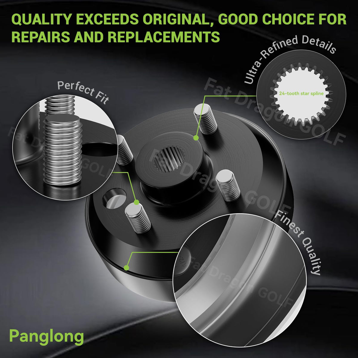 Panglong brake drum hub kit packaging with two hubs and chrome lug nuts for easy install