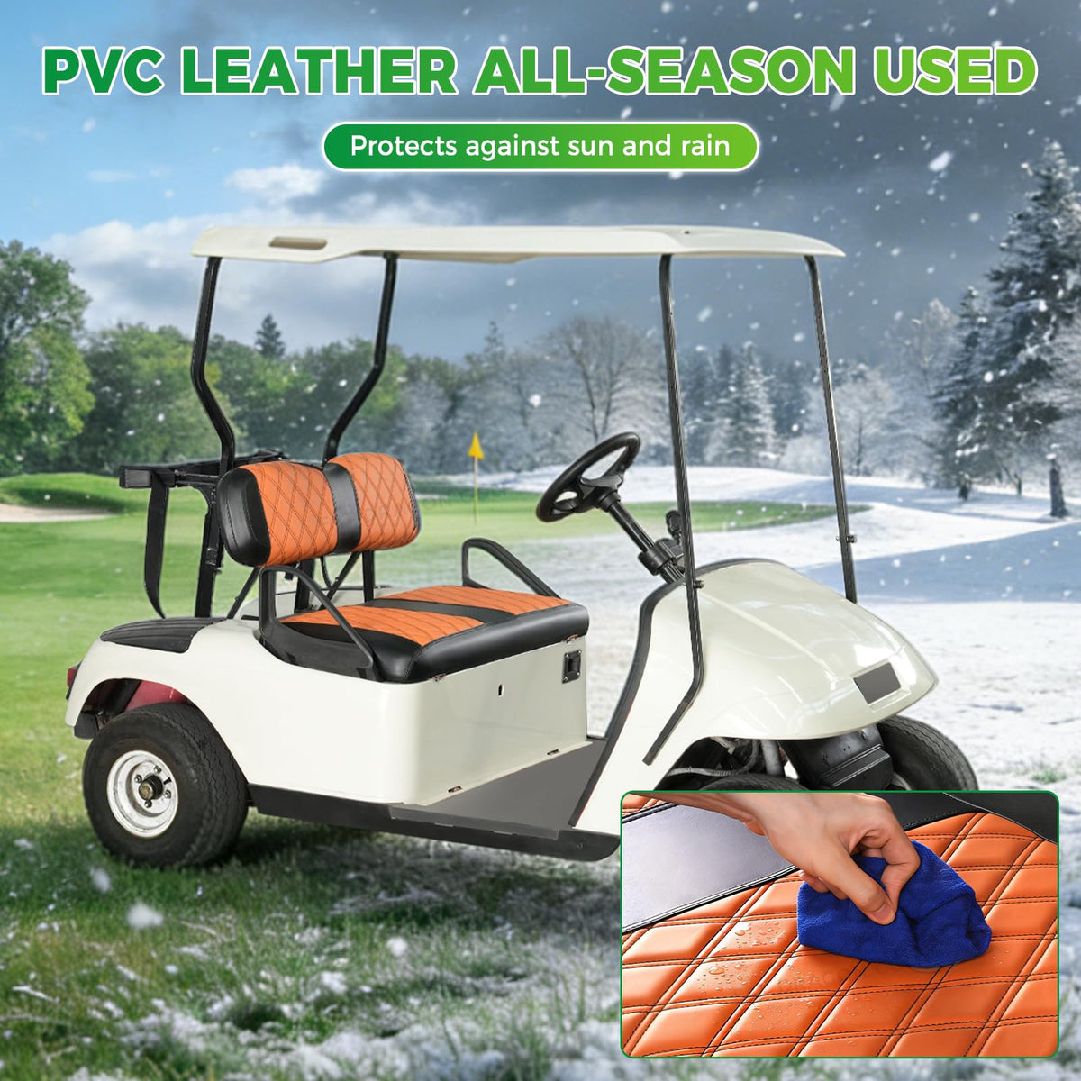Panglong EZGO TXT seat cover cleans quickly after a round of golf.