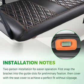 Panglong EZGO TXT front seat cover quick install with two-person setup.
