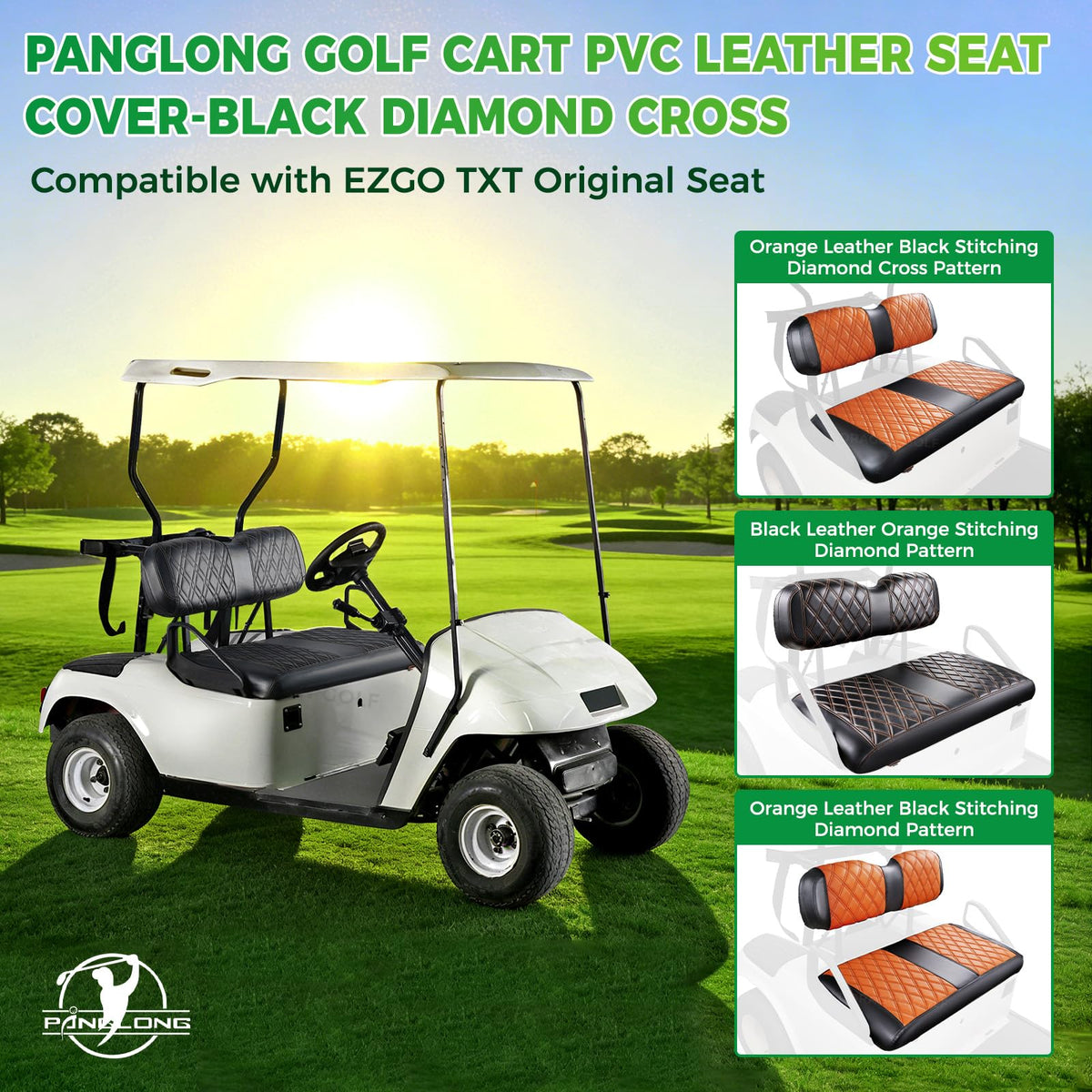 Panglong EZGO TXT front seat cover UV protection resists fading on sunny days.