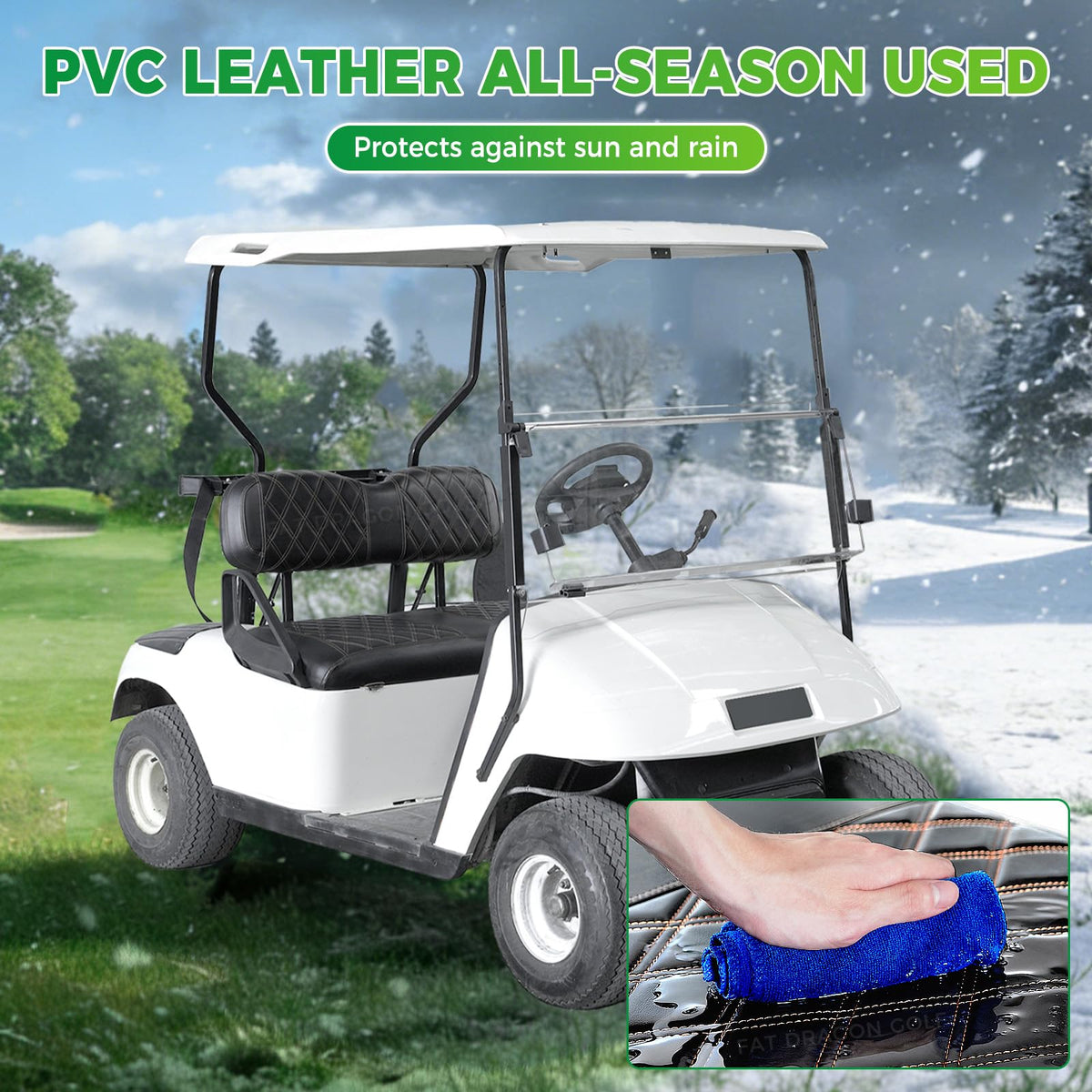 Panglong EZGO TXT brown stitching on black PVC adds a premium look.