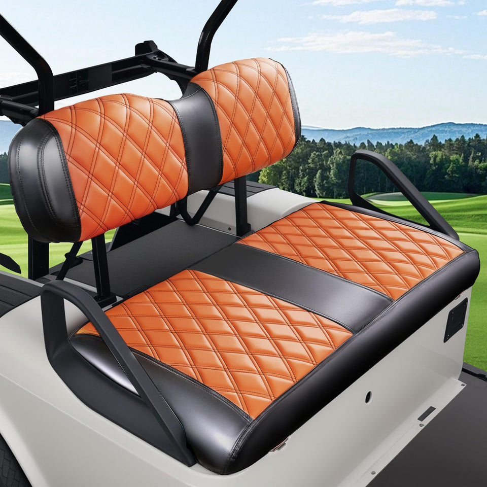 Panglong EZGO TXT brown diamond seat covers shield from rain and sun.
