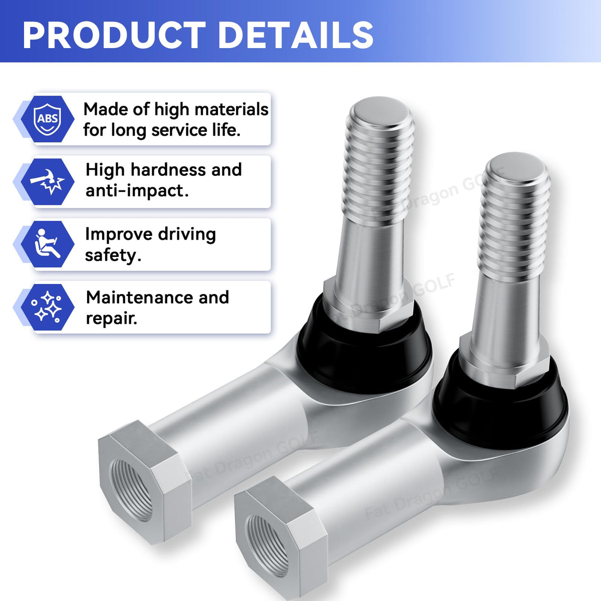 Panglong EZGO TXT tie rod ends passenger-side view with right-hand thread