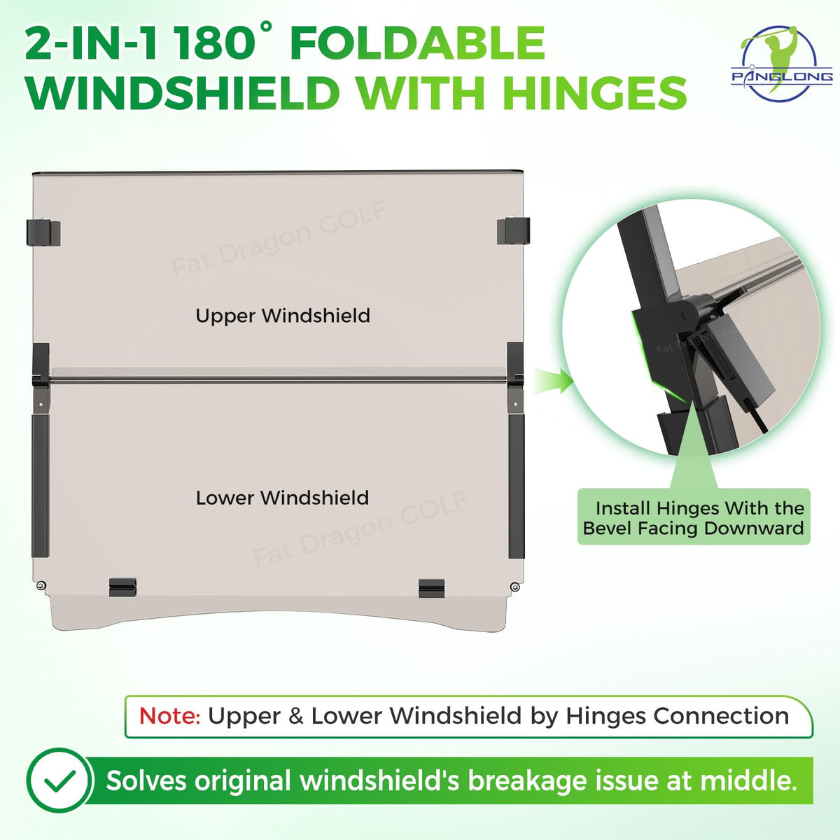 Anti-UV tinted Panglong windshield reduces glare for sunny rounds.