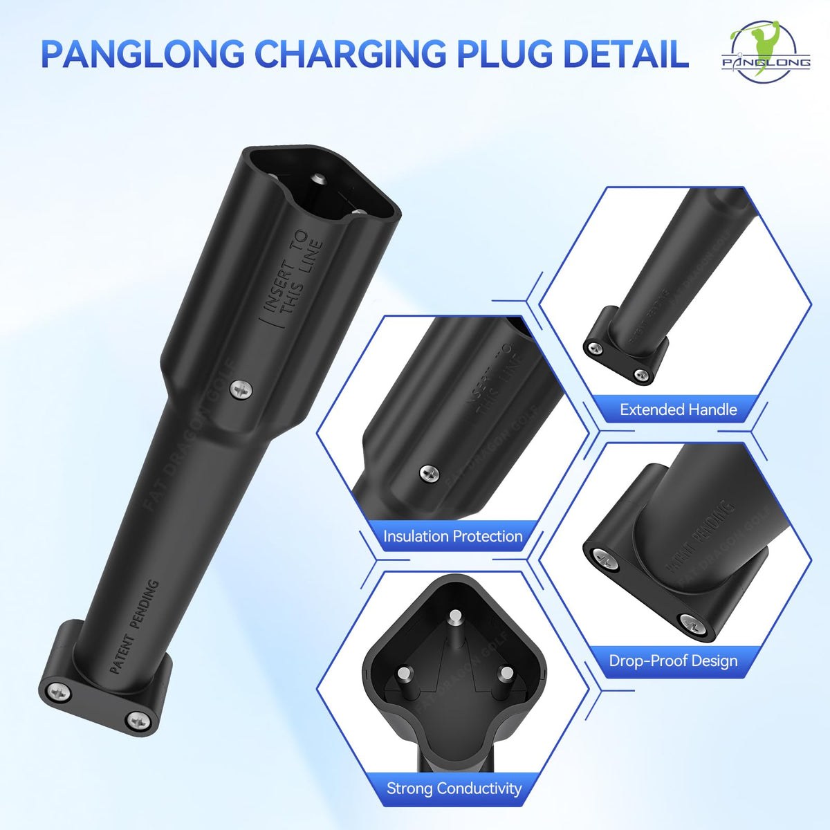 Panglong glass reinforced nylon shell provides insulated, durable protection during charging.