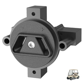 Panglong crow-foot 2 prong plug for golf carts, front view, reliable charging.
