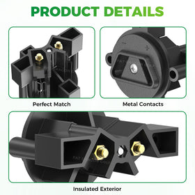 Panglong crow-foot plug side profile for golf carts, supports safe, efficient charging.