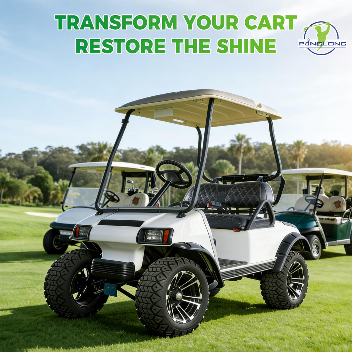 Panglong diamond-pattern seat cover for Club Car DS improves grip.