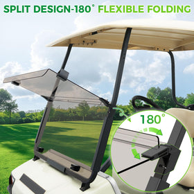 Panglong golf cart DS tinted windshield folded view demonstrates compact storage and quick deployment.