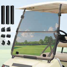 Panglong golf cart DS tinted windshield front view offering UV protection and clarity.