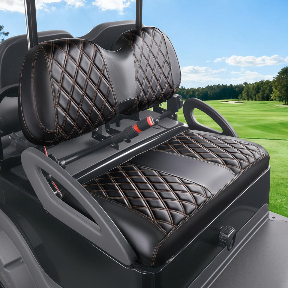 Panglong front seat cover in black diamond pattern protects against spills and sun.