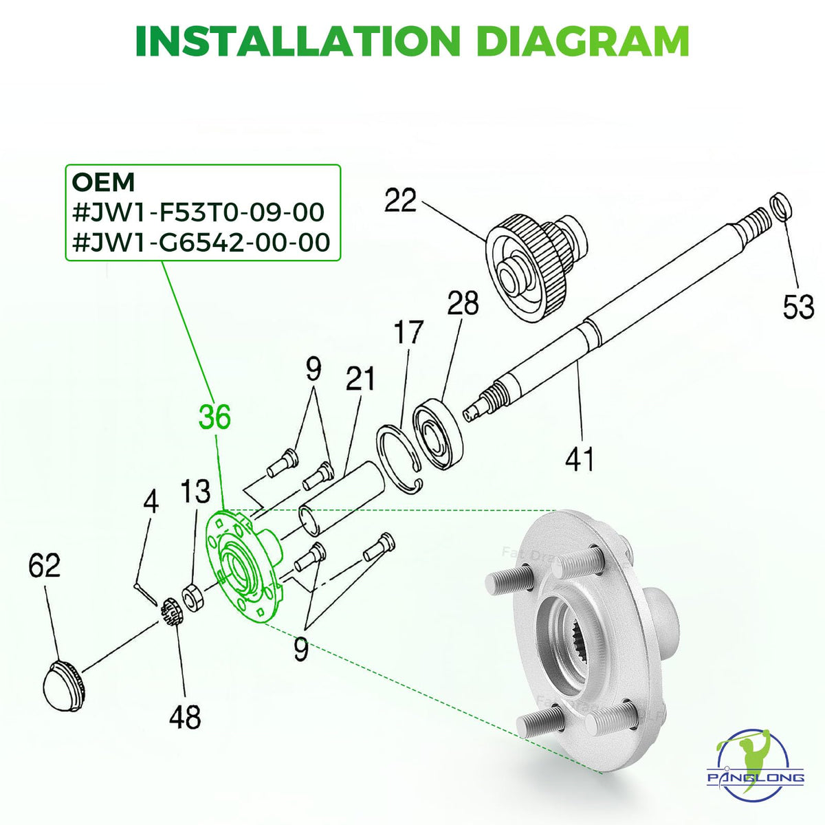 Panglong rear wheel hub bearing fitment supports smooth operation and reduced wobble.